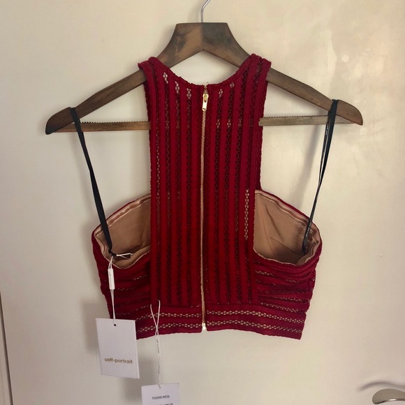 Burgundy Self-Portrait crop top - Picture 3 of 3